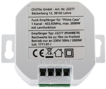 Funk-Empfänger für "Pilota Casa" 1-Kanal - max. 2300W, ERSETZT einen Schalter