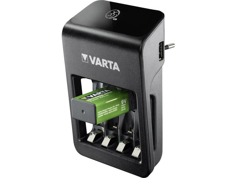 Varta Akku Universal Ladegerät, LCD Plug Charger inkl. Akkus, 4x Mignon, AA