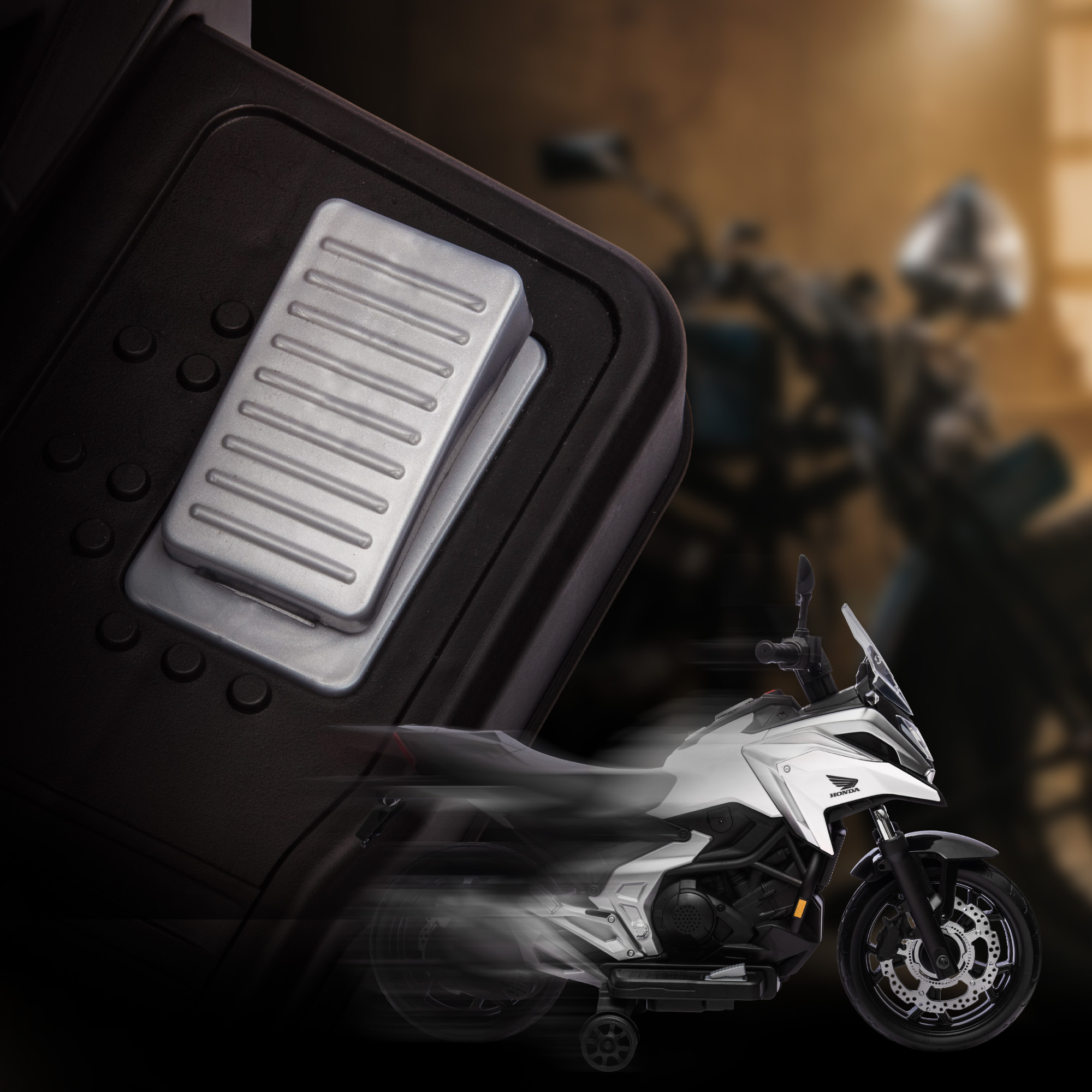 Elektro-Kindermotorrad, Honda, 3 km/h, Musik & Licht, 3-6 Jahre, bis 30 kg, Weiß