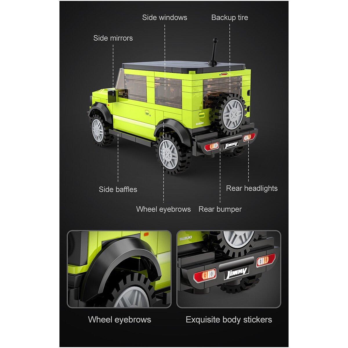 CaDA Suzuki Jimny 1:24 grün Bricks