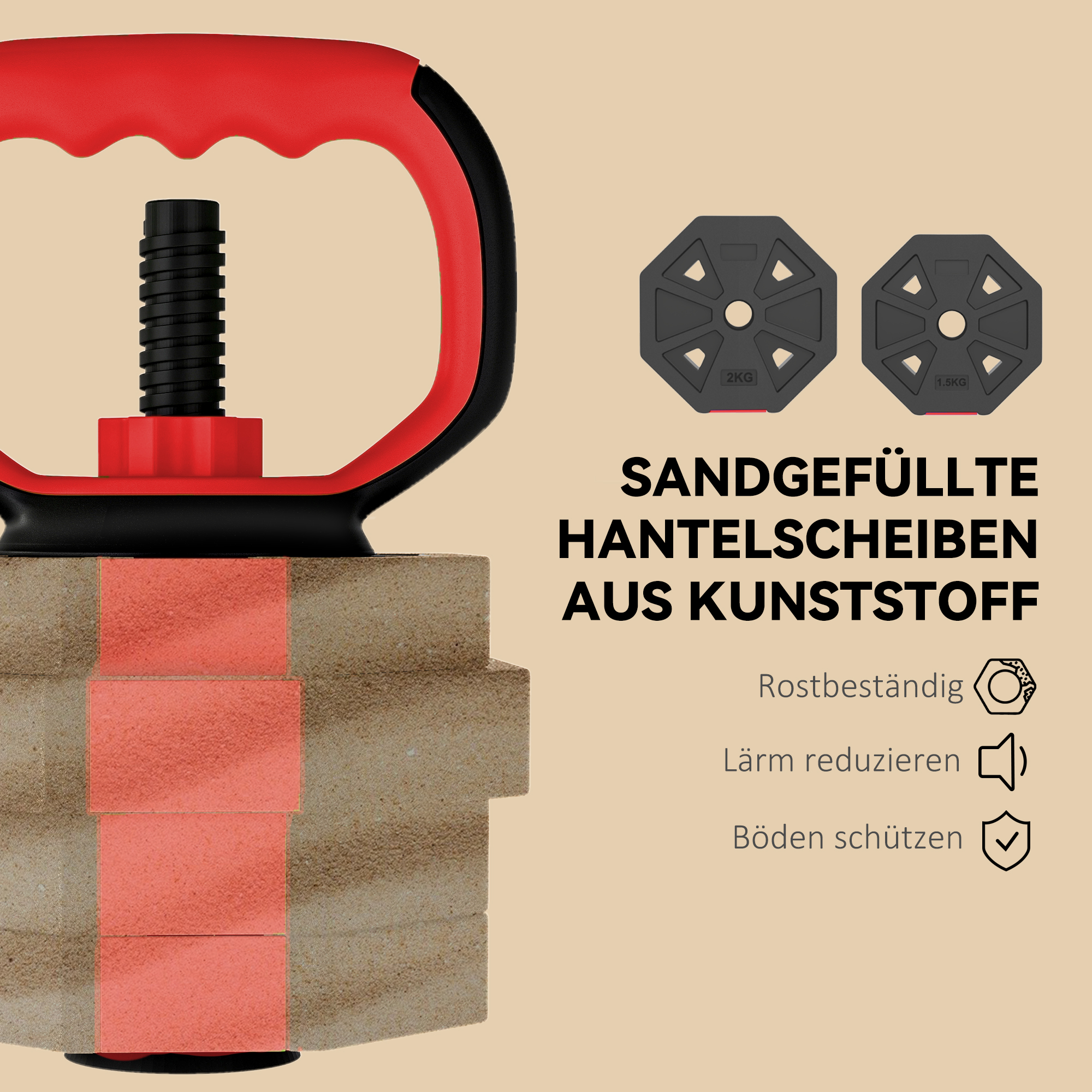 4-in-1 Hantelset Kurzhantel Set Kurzhanteln Langhanteln verstellbar 15 KG für Krafttraining Zuhause