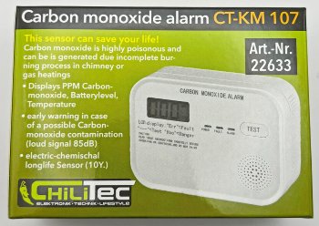 Kohlenmonoxid Melder "CT-KM 107" - EN 50291 zertifiziert