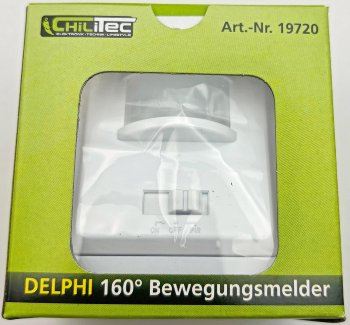 DELPHI Bewegungsmelder 160°, weiß - LED geeignet,  250V~, Unterputz, 3-Draht