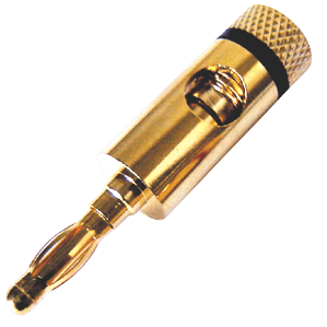 Laborstecker, 4mm-Ø, vergoldet, mit schwarzem Kennzeichnungsring