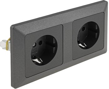 MILOS Set 2 Steckdosen + 2-fach Rahmen - 250V~/ 16A, Steckanschluss, Anthrazit