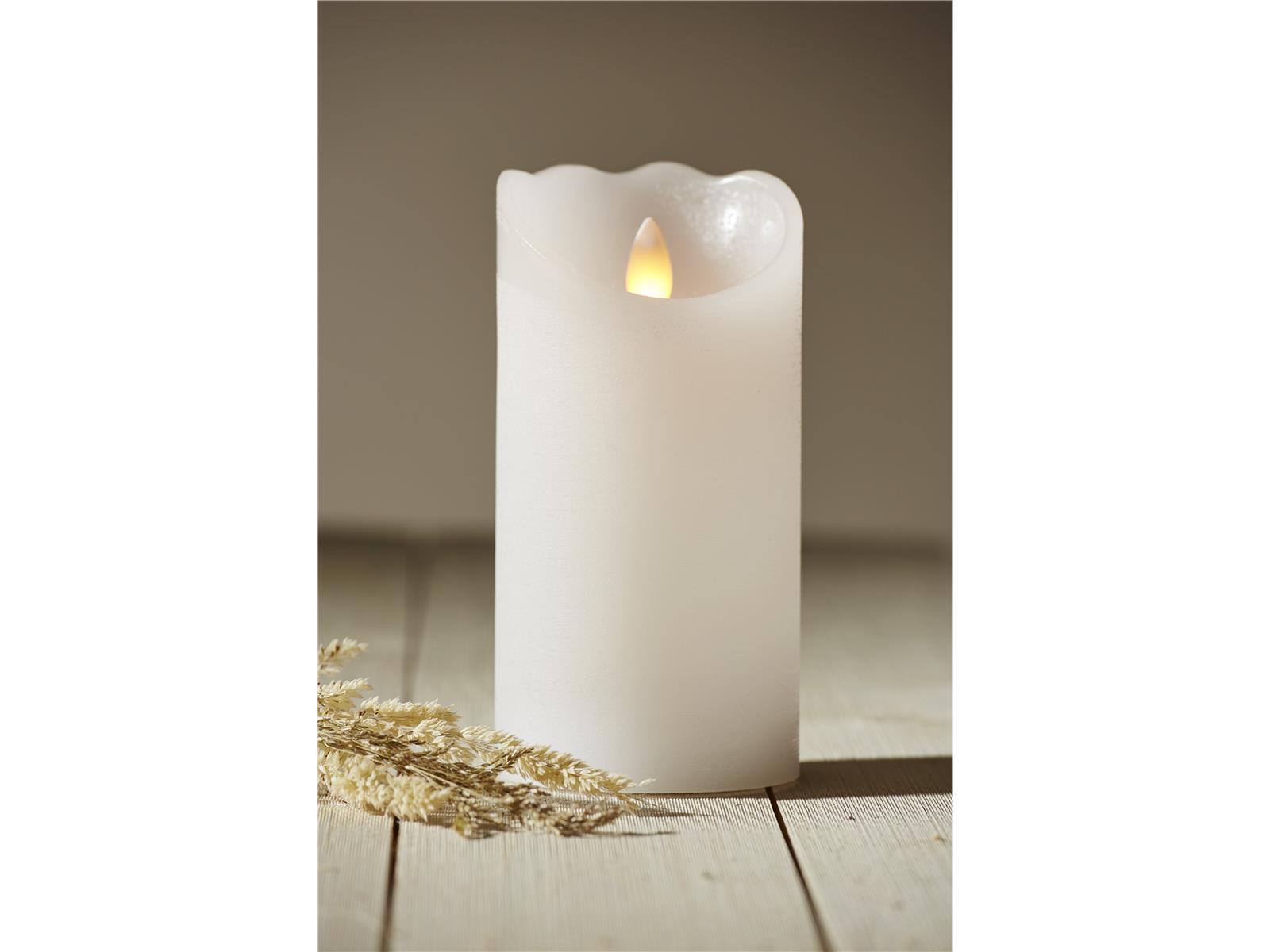 LED Echtwachs-Kerze ''Glow'', weiß,7.5x15cm, Timer, batteriebetrieben, flackernd