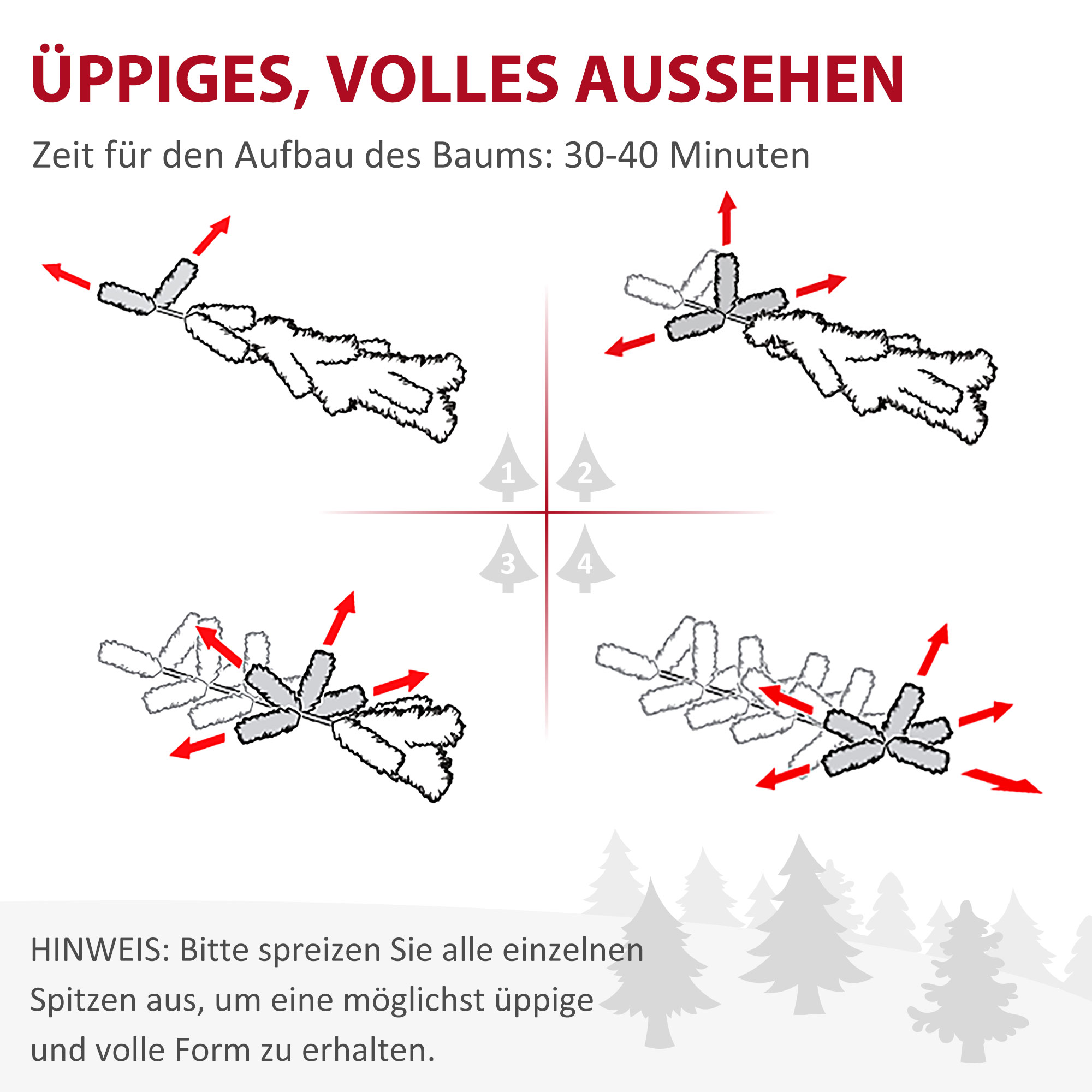Weihnachtsbaum, Kunsttanne, realistisches Aussehen, schneller Aufbau, Kunststoff, Grün, 136 x 136 x 180cm