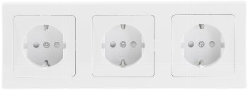 DELPHI Set 3 Steckdosen + 3-fach Rahmen - 250V~/ 16A, Steckanschluss, weiß
