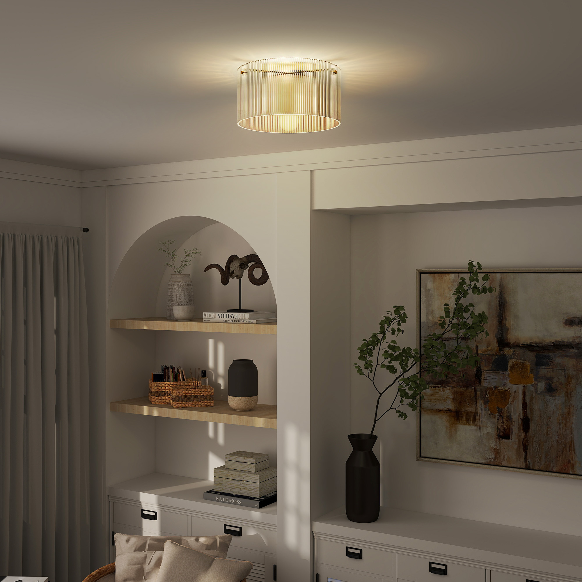 Deckenlampe mit Acryllampenschirm, Metall, Halogen- und LED-kompatibel