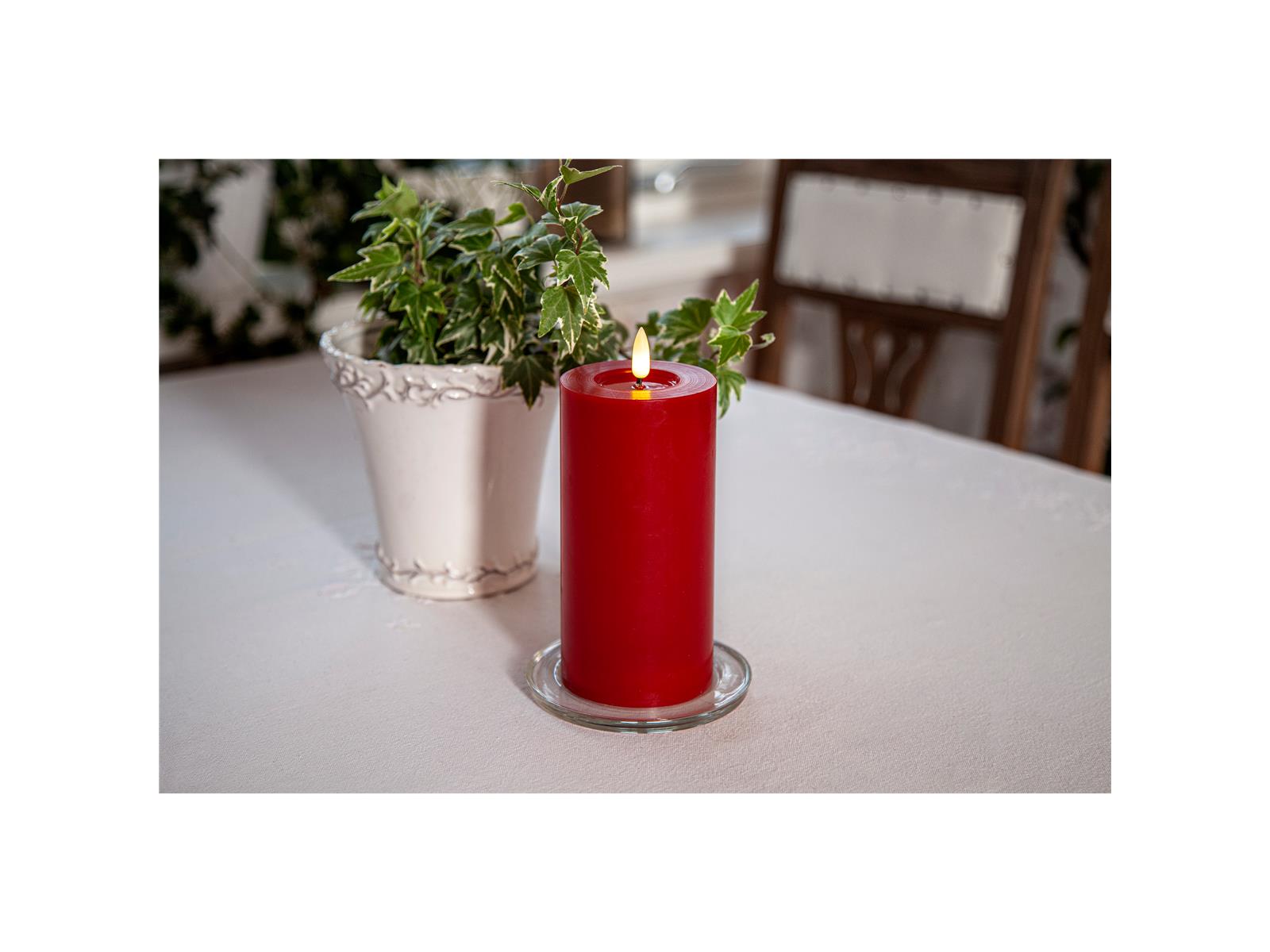 LED Wachskerze ''Flamme Flow'', rot, 17x7,5cm, naturgetreue Flamme