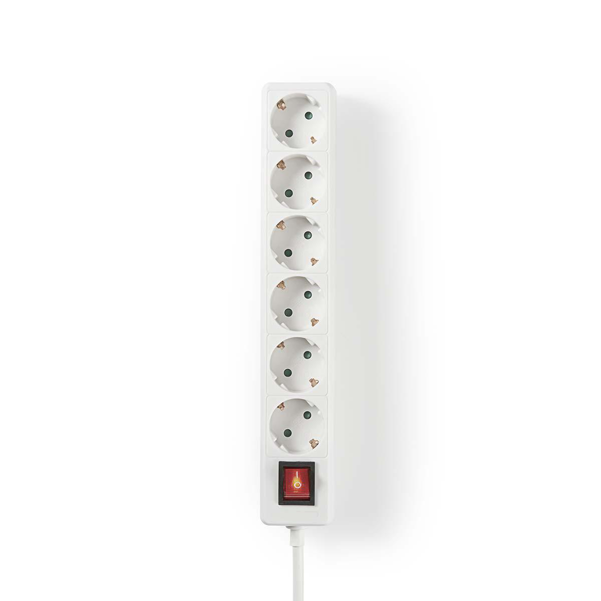Steckdosenleiste | Schutzkontakt / Typ F (CEE 7/7) | 6-Wege | 1.50 m | 3680 W | 16 A | Art der Erdung: Seitenkontakte | 230 V AC 50/60 Hz | Buchsenwinkel: 45 ° | H05VV-F 3G1.5mm² | Ein-/Ausschalter | Weiss