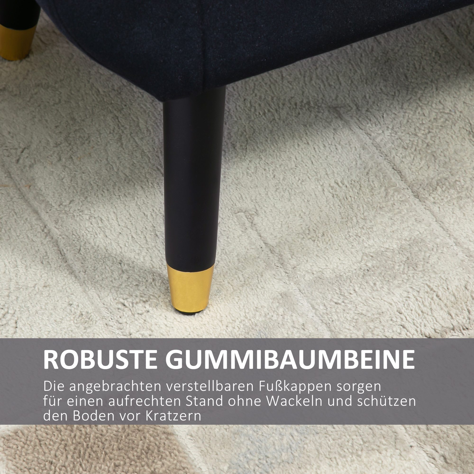 Sitzbank mit Stauraum Armlehnen Polsterbank mit Samtoptik, Sitztruhe mit Holzbeine, Truhenbank für Wohnzimmer Schlafzimmer Flur 107 x 42 x 65 cm, Schwarz