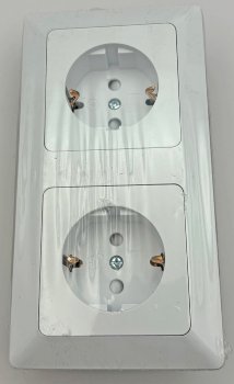 MILOS Set 2 Steckdosen + 2-fach Rahmen - 250V~/ 16A, Steckanschluss, Matt-weiß
