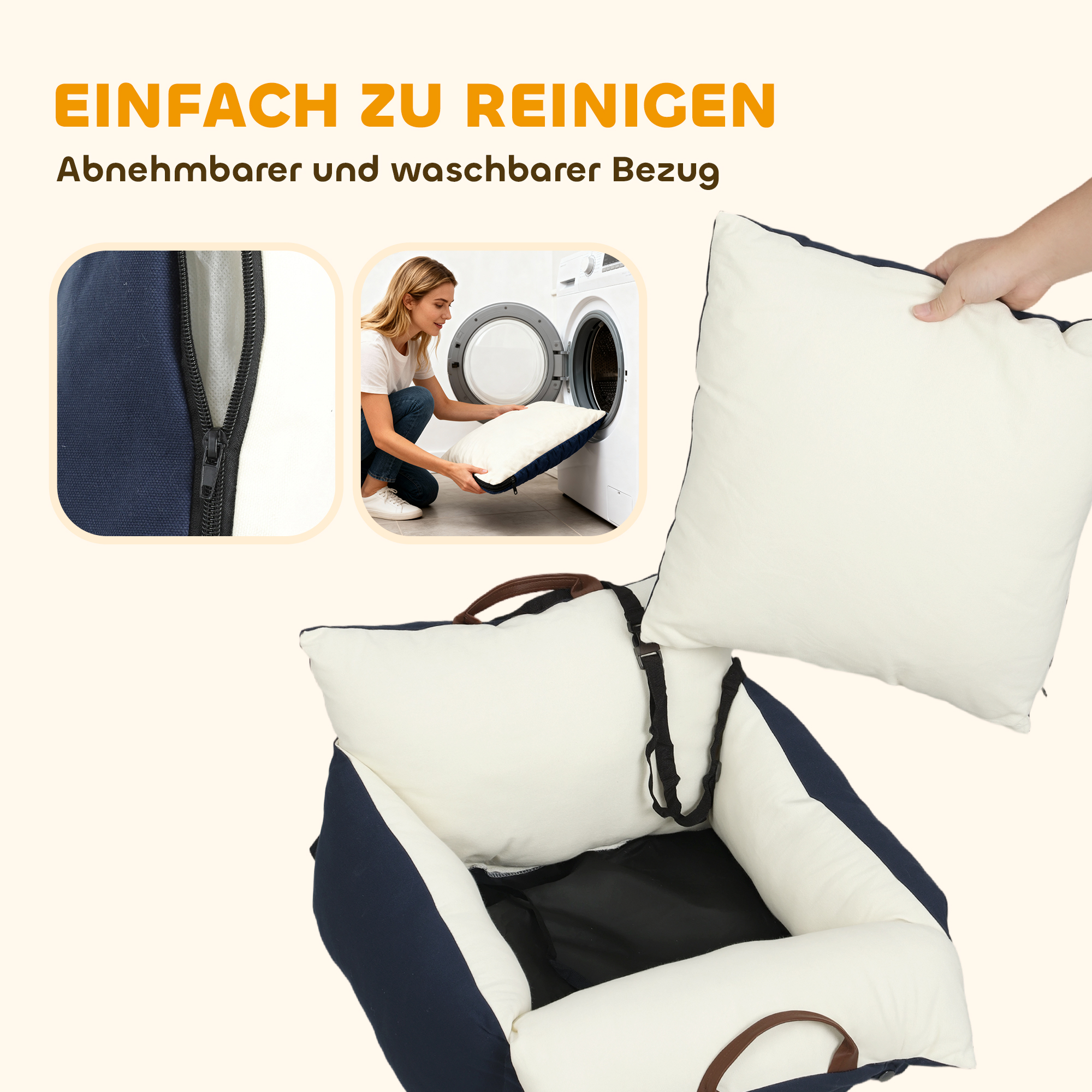 Hundeautositz, 2 Gurte, waschbare Bezüge, für Haustiere unter 5 kg, Blau
