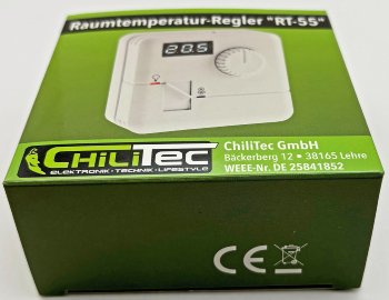 Raumtemperatur-Regler Thermostat "RT-55" - 7A, weißes LED-Display, 5-30°C, 110-230V