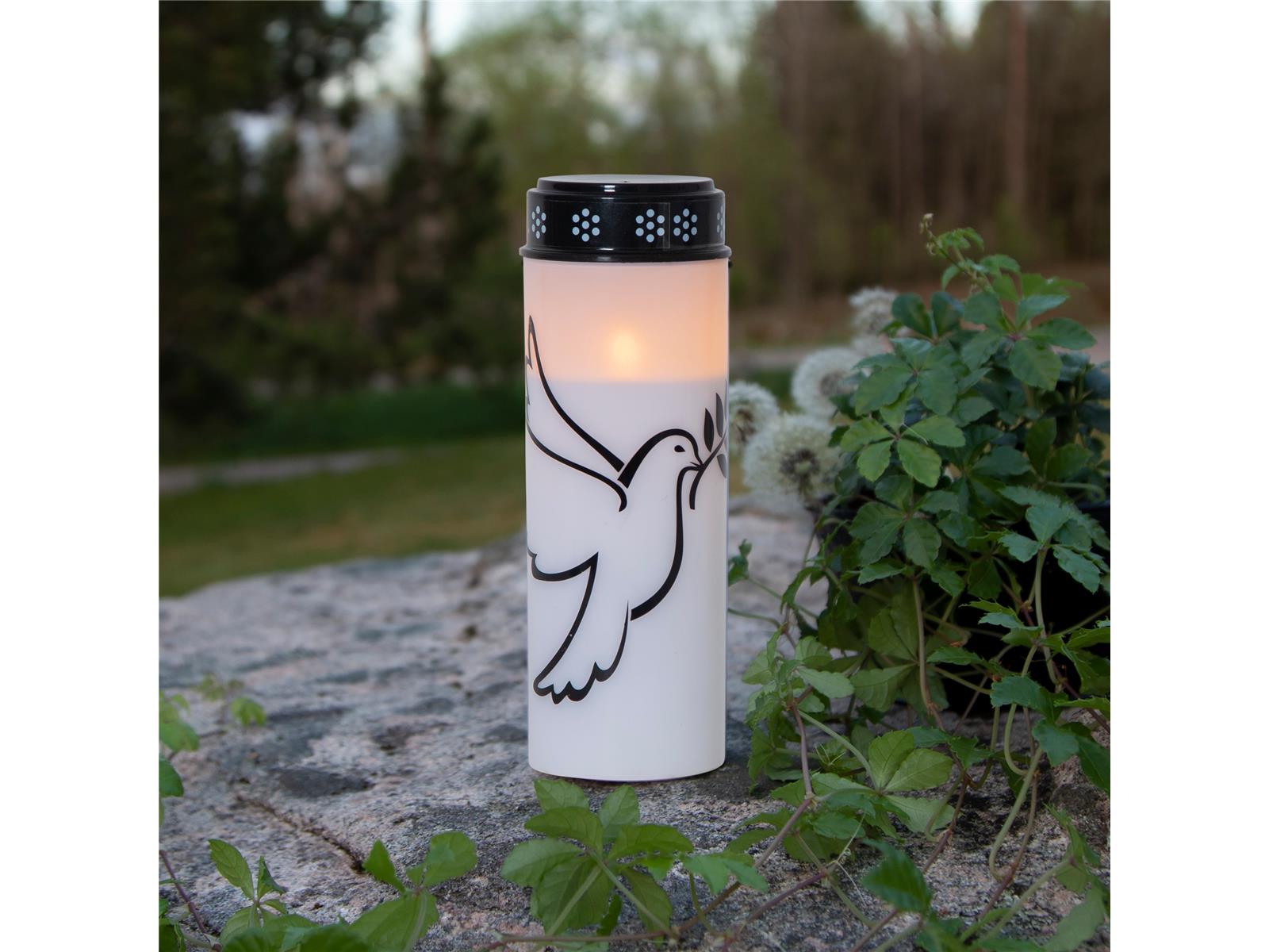 LED-Grablicht ''Dove'', weiß mit Taubenmotiv, warmweiß, 20,5x7,5cm, outdoor