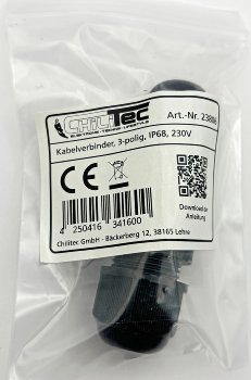 Kabelverbinder 3-polig, IP68, 450V/24A - Schraubanschluss, für Kabel Ø 6-11mm
