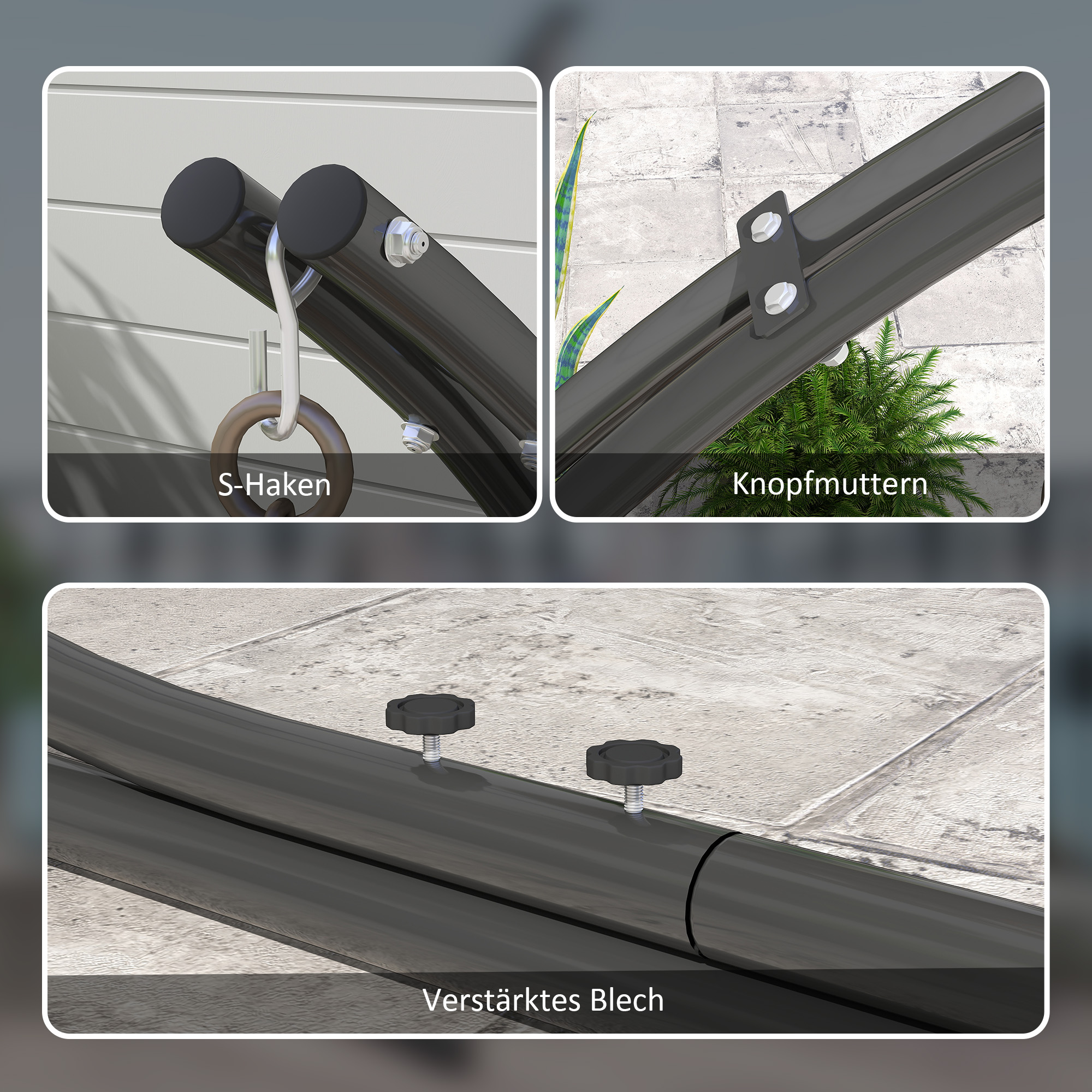 Gestell für Hängesessel in C-Form Metall Ständer mit Sockel für Hängesitz bis 150kg Schwarz