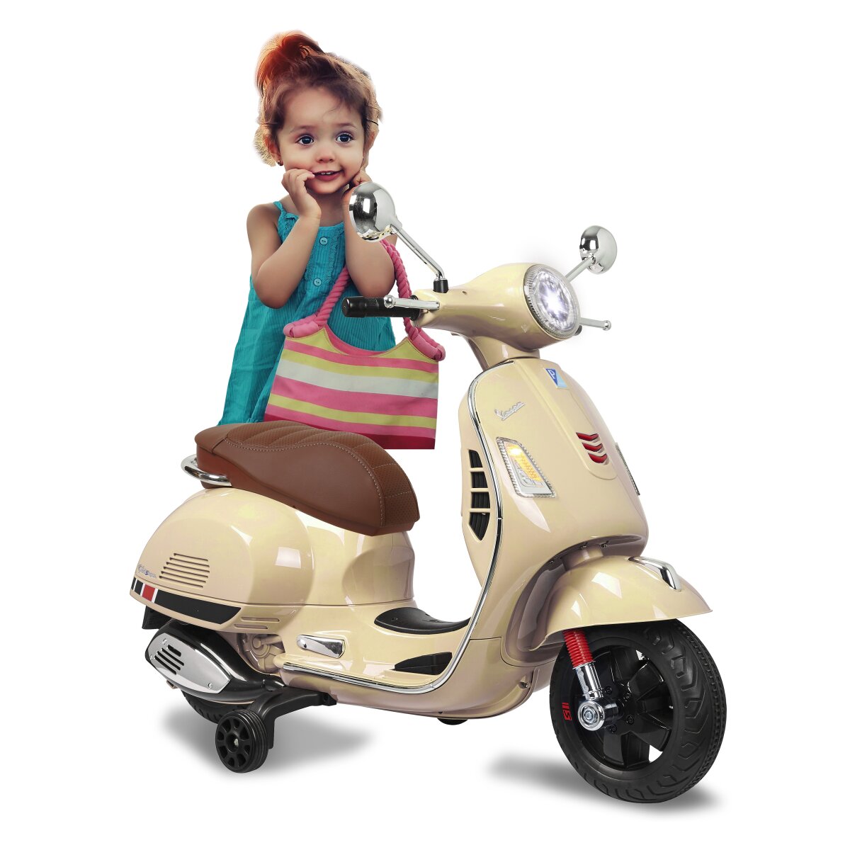 Elektro-Kinderfahrzeug Vespa GTS 125 beige 12V