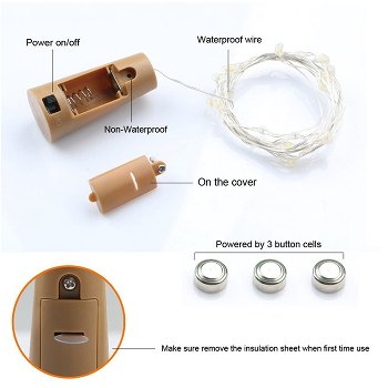 LED Flaschen-Lichterkette "CuteBottle" - 20 LEDs, 2m, warmweiß, Batterie, 10x Set