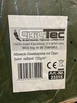 Allzweck Gewebeplane mit Ösen 3x4m - reißfest, 120g/m², dunkelgrün