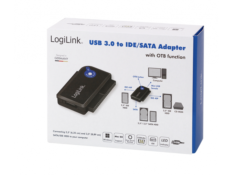 LogiLink USB 3.0 zu IDE & SATA Adapter mit OTB AU0028A