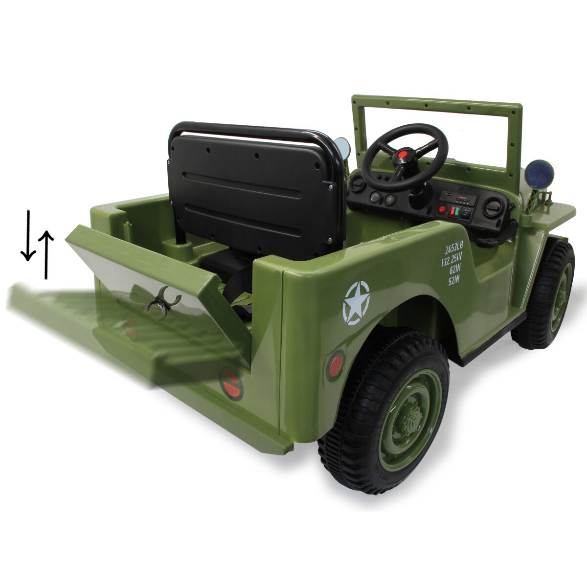 Kinderfahrzeug Jeep Willys MB Army grün
