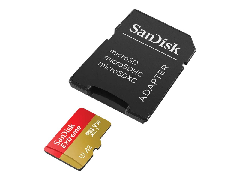 SanDisk Extreme MicroSDXC 64 GB Adapter CL10 UHS-I U3 SDSQXAH-064G-GN6AA