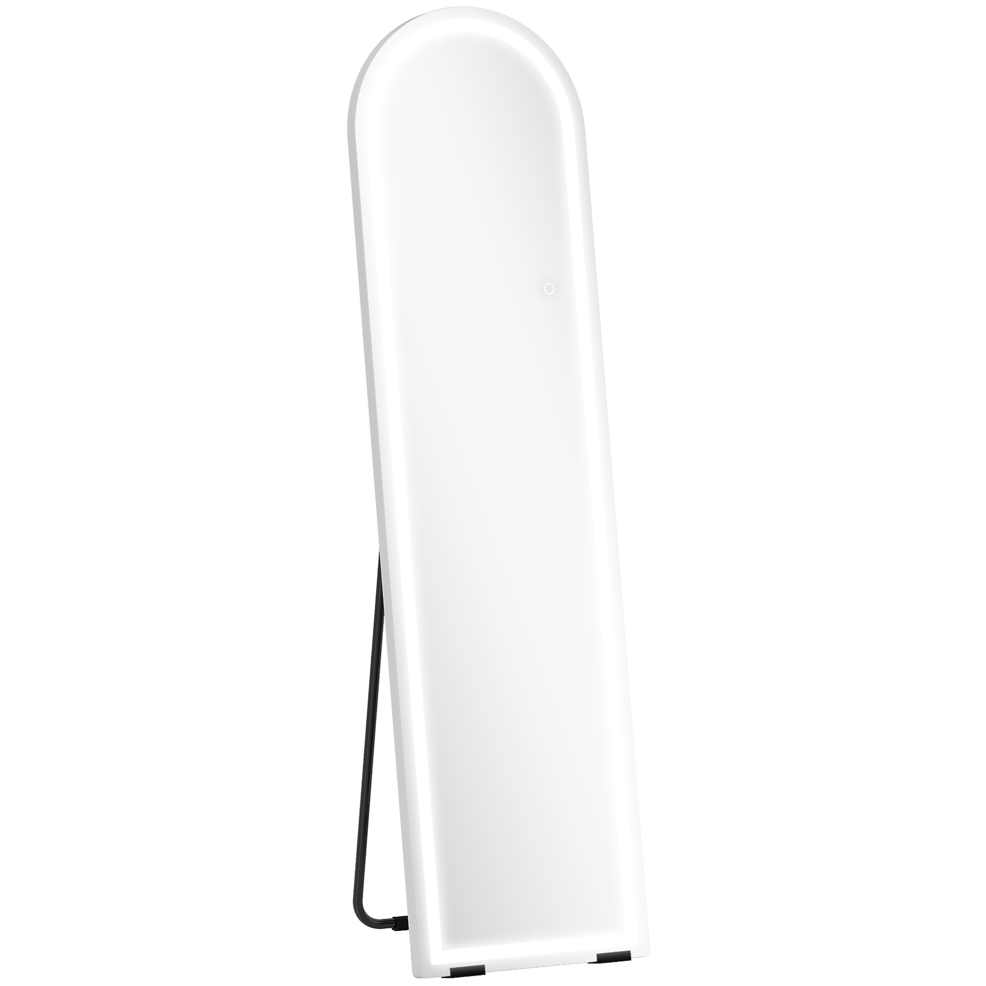 Ganzkörperspiegel mit LED-Lichtern, 150 x 40 cm, bogenförmig, dimmbar, 3 Lichtfarben, freistehend oder Wandmontage, Weiß