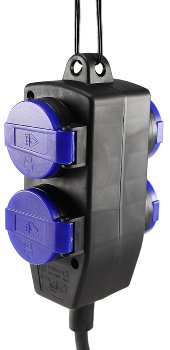 Werkstatt-Steckdose, 4-fach, 5m Kabel - IP44, mit Aufhänger, H07RN-F 3G1,5mm²