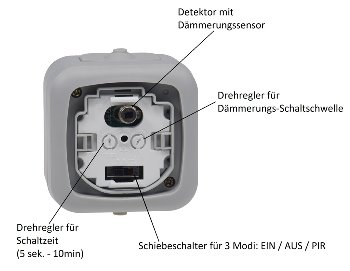 Feuchtraum PIR Bewegungsmelder, IP54 - 250V~, 2-500W, inkl. AP-Rahmen, grau