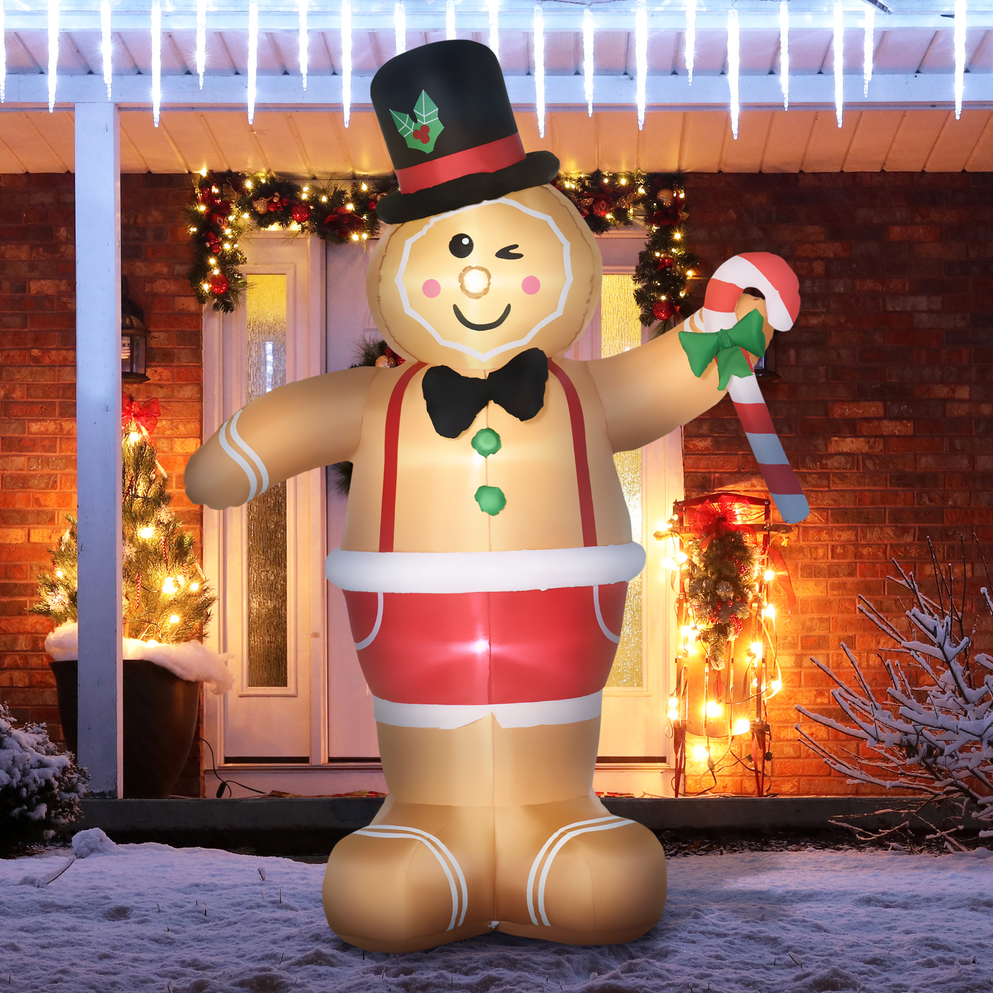 Aufblasbare Weihnachtsfiguren Aufblasbarer Lebkuchenmann, 2 m, inkl, Gebläse, Mehrfarbig