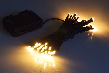 LED Batterie-Lichterkette "CT-TK50" 5m - warmweiß, IP44, 50 LEDs, mit 6Std.Timer