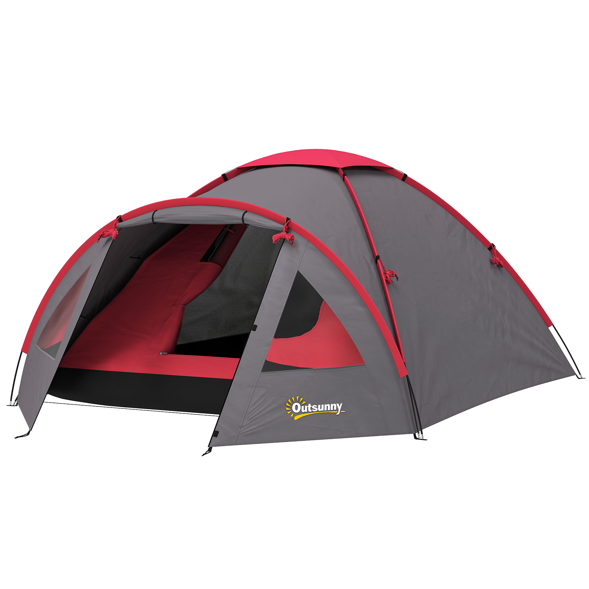 Campingzelt für 3 Personen leicht, stabil wasserdicht UV 50+ mit Vordach Tür Fenster, Bodenplane Grau Campingzelt für 3 Personen leicht, stabil wasserdicht UV 50+ mit Vordach Tür Fenster, Bodenplane Grau