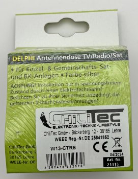 DELPHI Antennendose TV+Radio+Sat - inkl. Rahmen, UP, silber