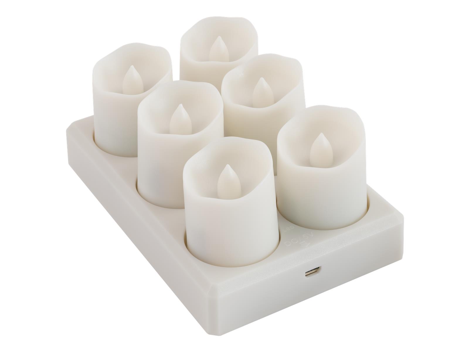 6er Set LED Kerzen McShine ''LC-06'', inkl. Fernbedienung, Netzteil + Ladestation