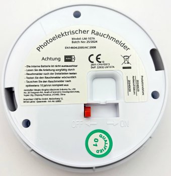 Rauchmelder "CT-RM 207" DIN EN14604 - integrierte 10 Jahres Lithium-Batterie