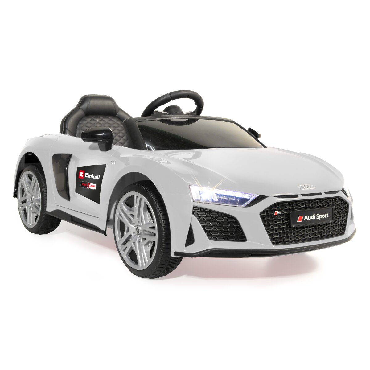 Kinderfahrzeug Audi R8 Spyder 18V weiß Einhell Power X-Change inkl. Starter Set