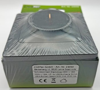 MILOS Schutzkontakt-Steckdose, Anthrazit - 250V~/ 16A, UP, 2x USB Buchse je 5V/1A