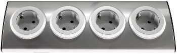 4-fach Steckdosenblock Edelstahl, 90° für Eck- &  Aufbaumontage