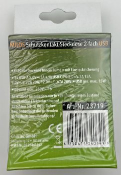 MILOS Schutzkontakt-Steckdose 2-fach - 250V~/ 16A, 1x UP, USB A+C/PD, weiß matt