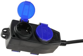 Werkstatt-Steckdose, 4-fach, 5m Kabel - IP44, mit Aufhänger, H07RN-F 3G1,5mm²