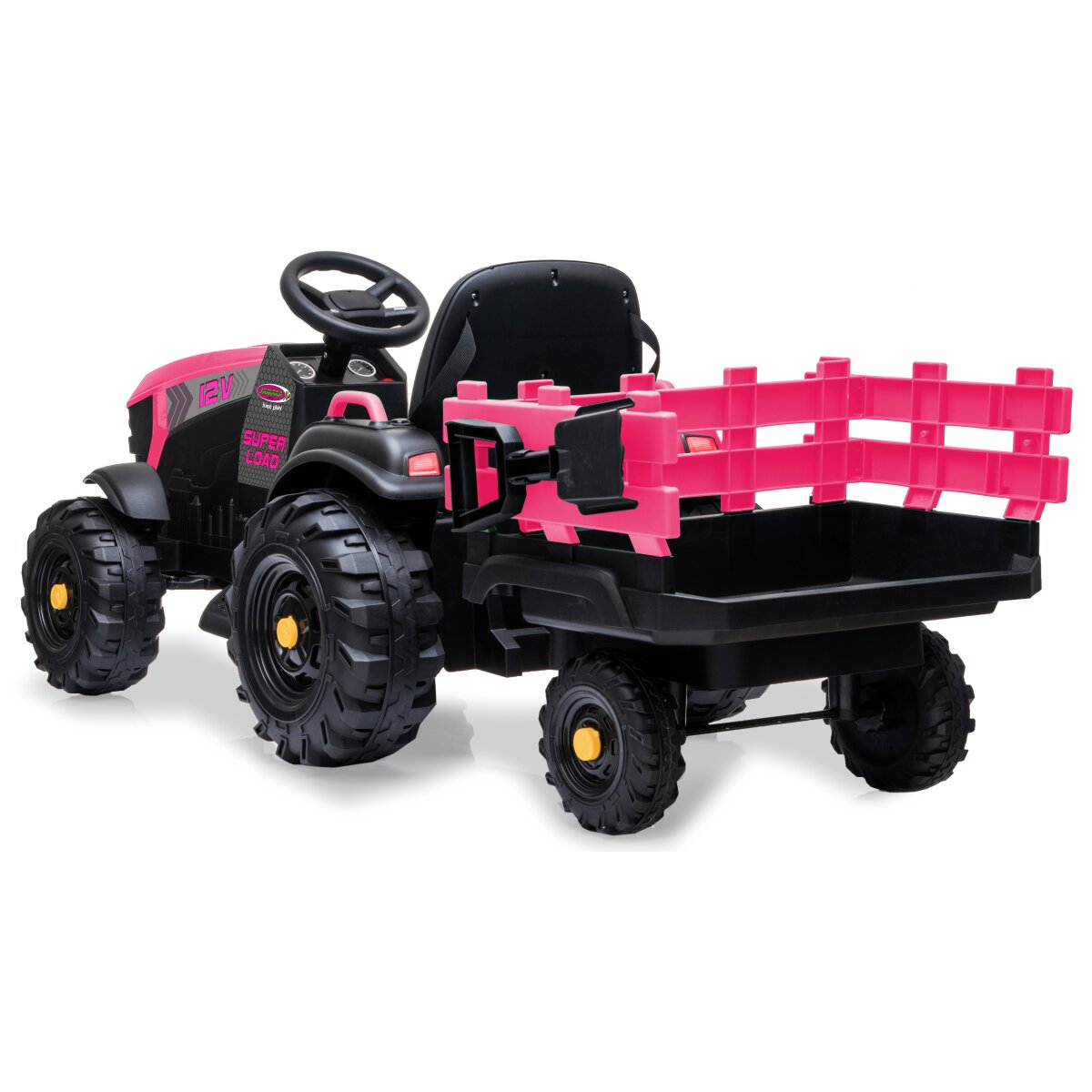 Ride-on Traktor Super Load mit Anhänger pink 12V