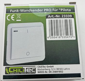Funk-Wandsender PRO für "Pilota Casa", 433,92MHz, max. 70m, Batterie CR2032 Funk-Wandsender PRO für "Pilota Casa", 433,92MHz, max. 70m, Batterie CR2032