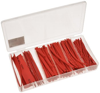 Schrumpfschlauch-Sortiment, 100-teilig - in praktischer Box, rot