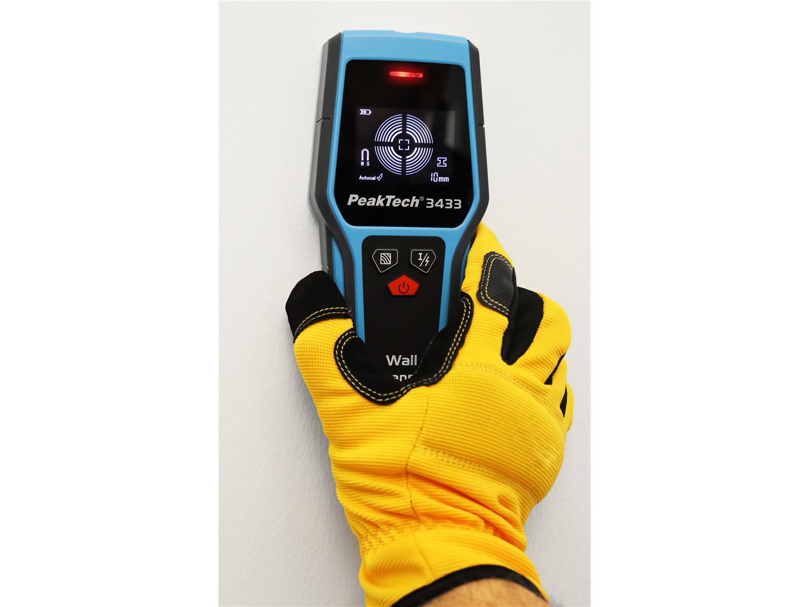 Digitaler Wandscanner PeakTech ''P3433'', LCD Anzeige, IP54, mit Tragetasche