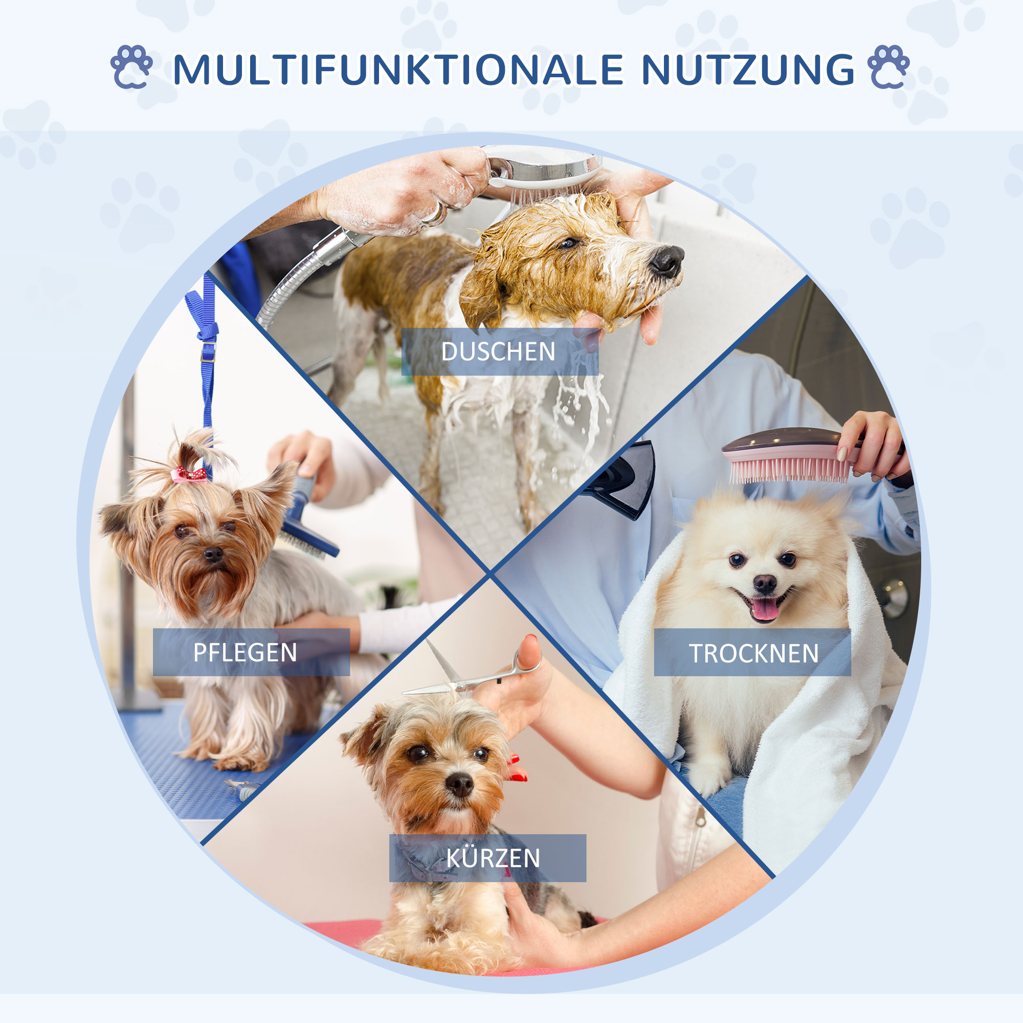 Hundepflegetisch Höhenverstellbar Tierpflegetisch Klappbar Hunde Pflegetisch Hundefriseur Tisch Schertisch Trimmtisch mit Unterkorb für Hunde Katzen bis zu 100 kg Schwarz