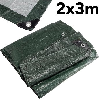 Allzweck Gewebeplane mit Ösen 2x3m - reißfest, 120g/m², dunkelgrün