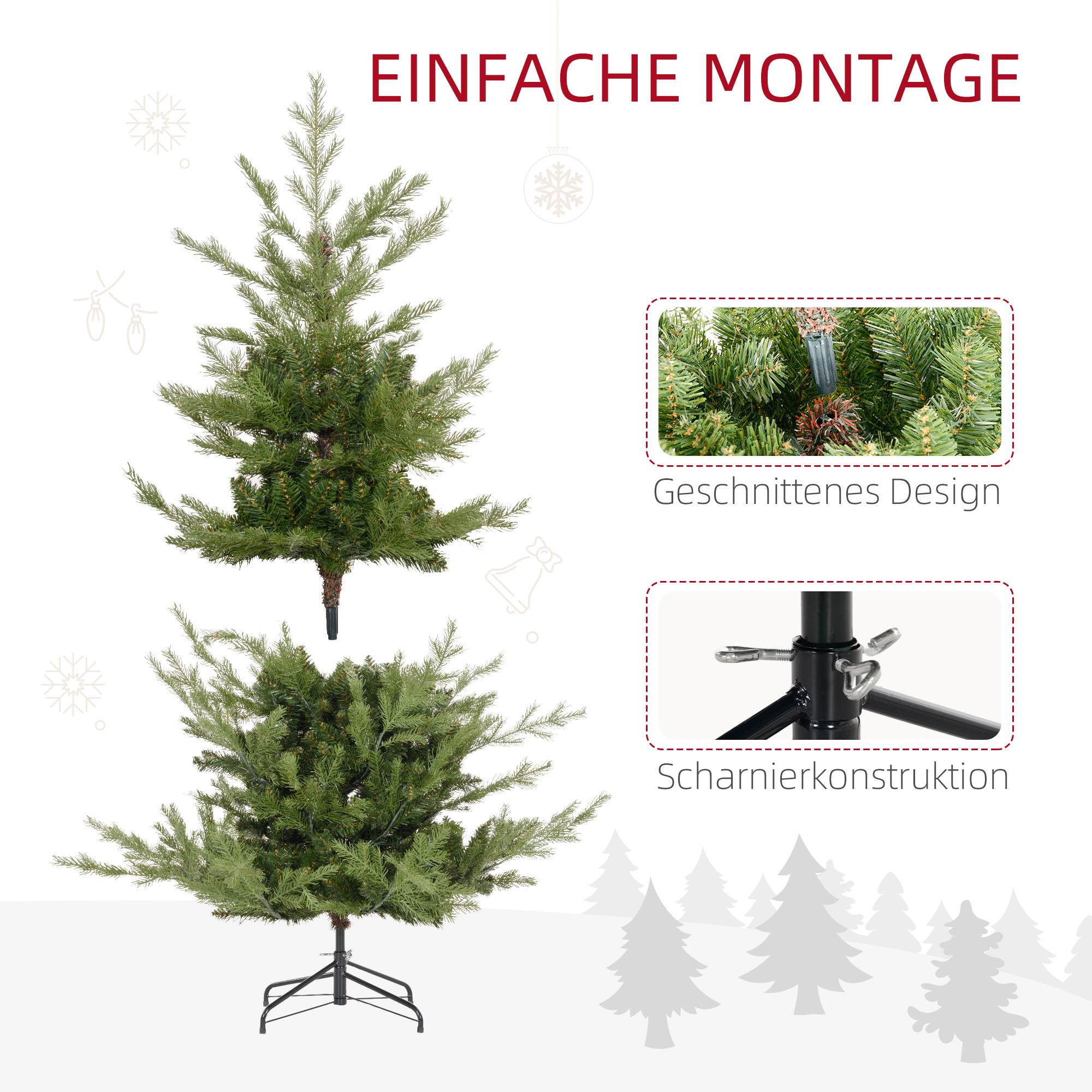 Weihnachtsbaum, Kunsttanne, realistisches Aussehen, schneller Aufbau, Kunststoff, Grün, 100 x 100 x 150cm