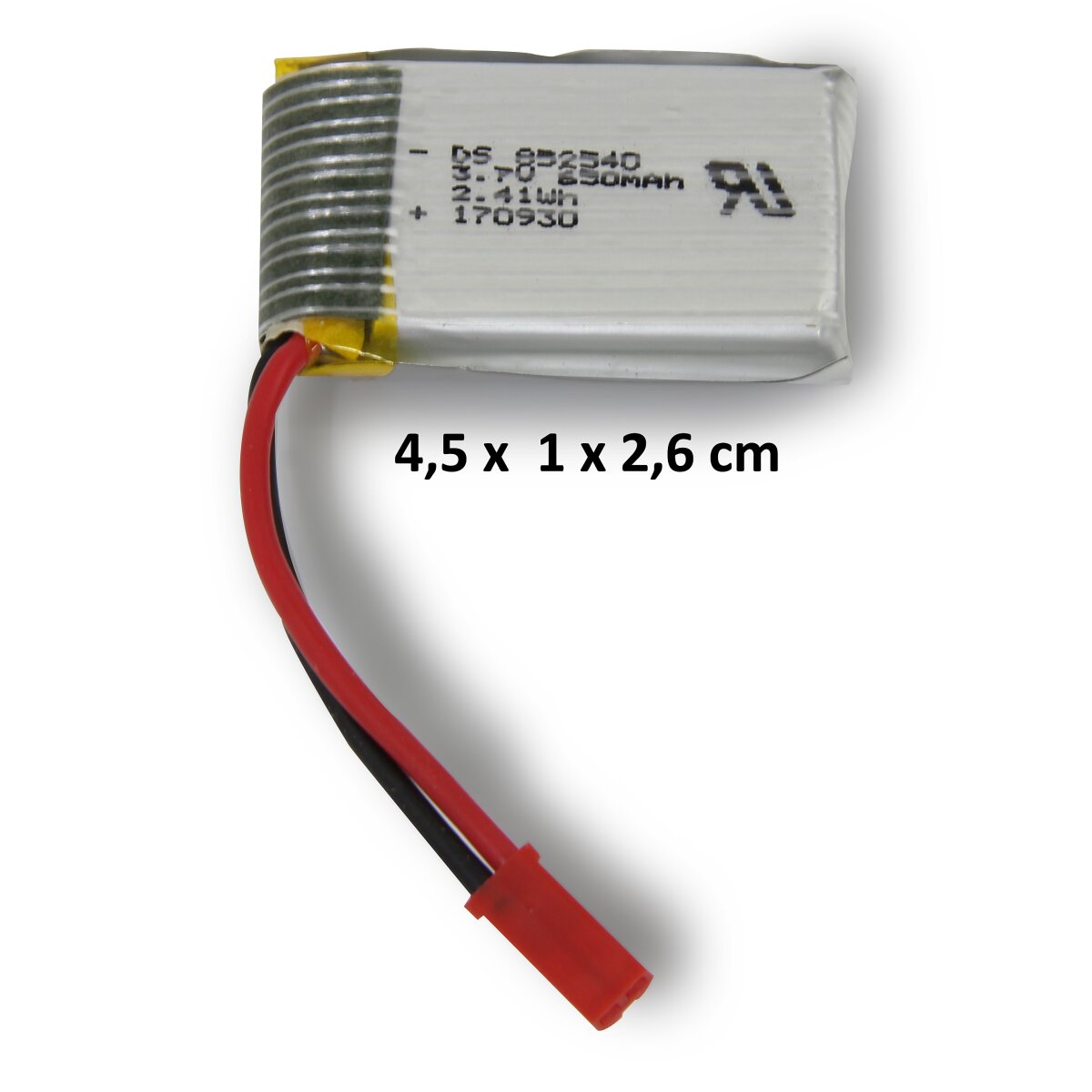 Lipo Lithium-Ion Polymer Akku 3,7V 650mAh 10C JST (BEC) 2,41Wh